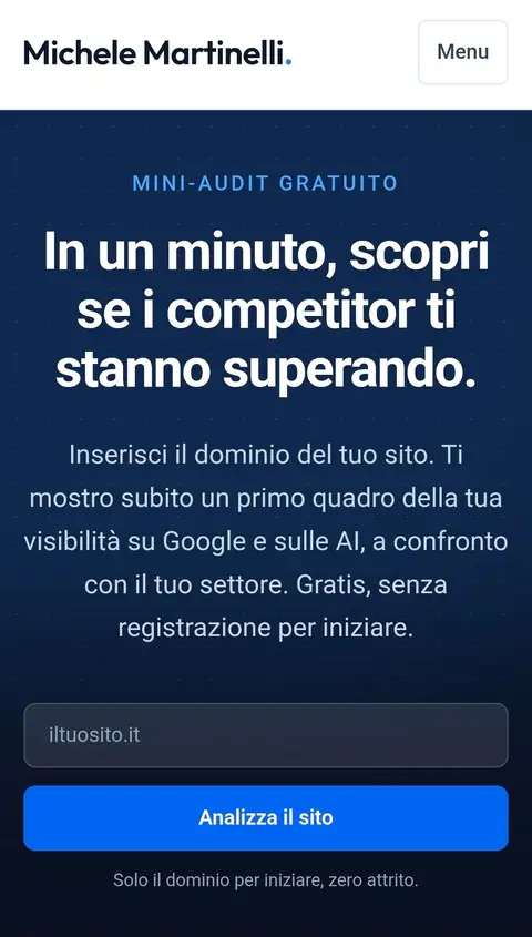 Pagina audit compliance di michelemartinelli.com vista da mobile